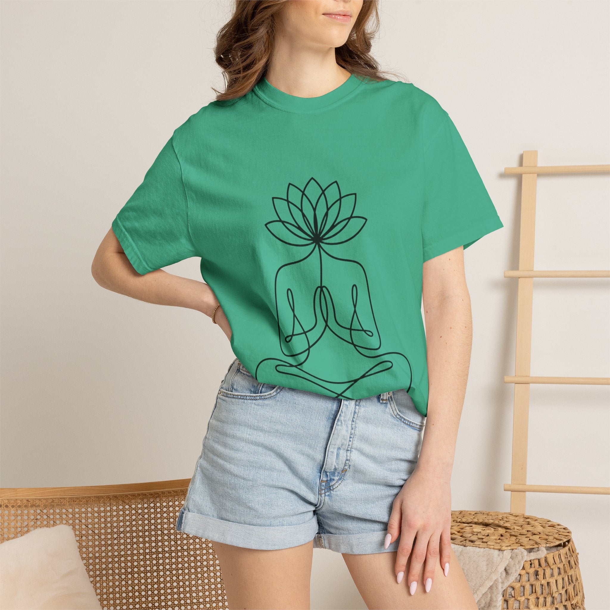 Lotus Flower Line Art Shirt, Minimalist Yoga T-Shirt, Breathe Meditation Tee, Continuous Line Lotus Tattoo Style Gift