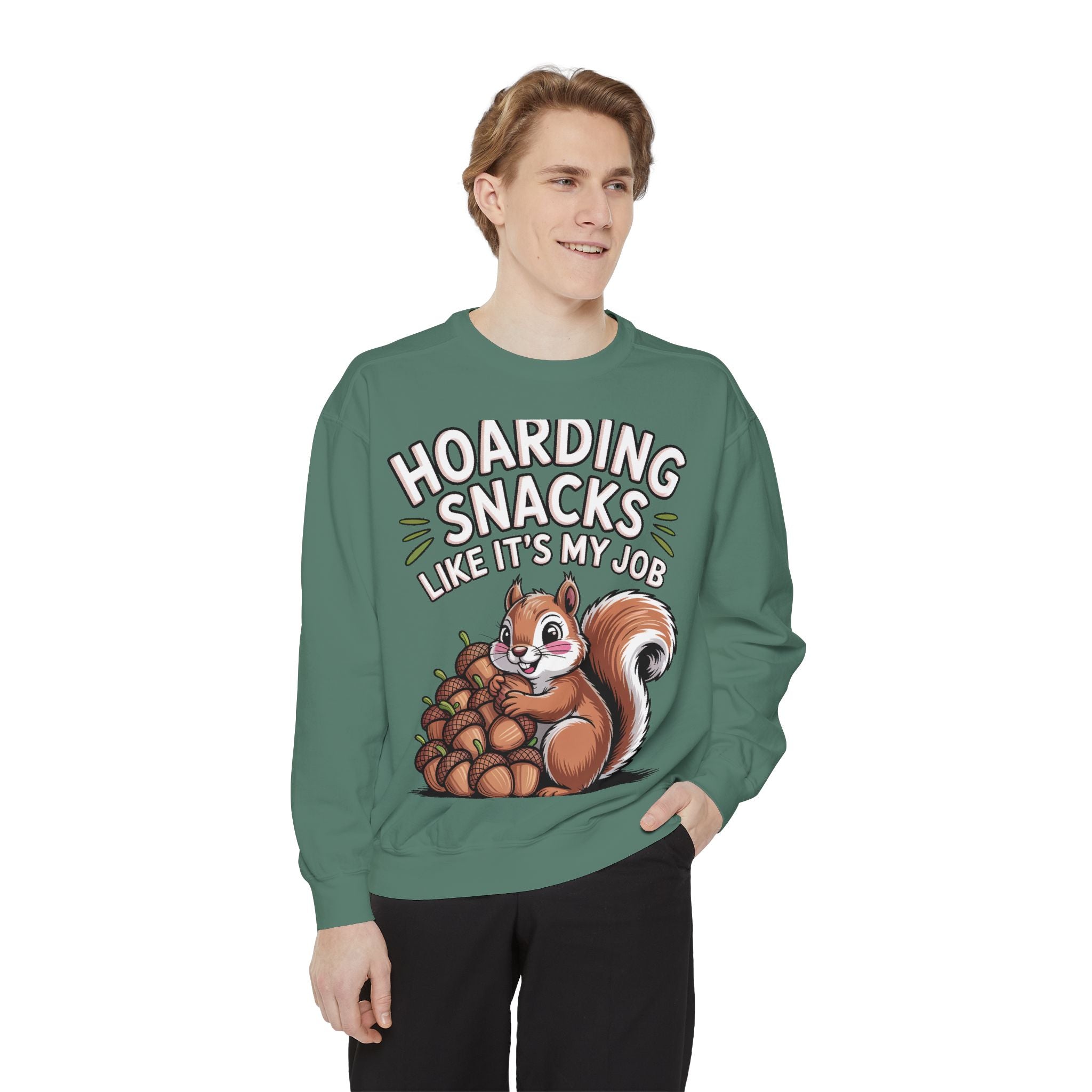 Funny Squirrel Sweatshirt, Hoarding Snacks Like It's My Job Crewneck, Cute Acorn Squirrel Gift, Snack Lover Sweatshirt