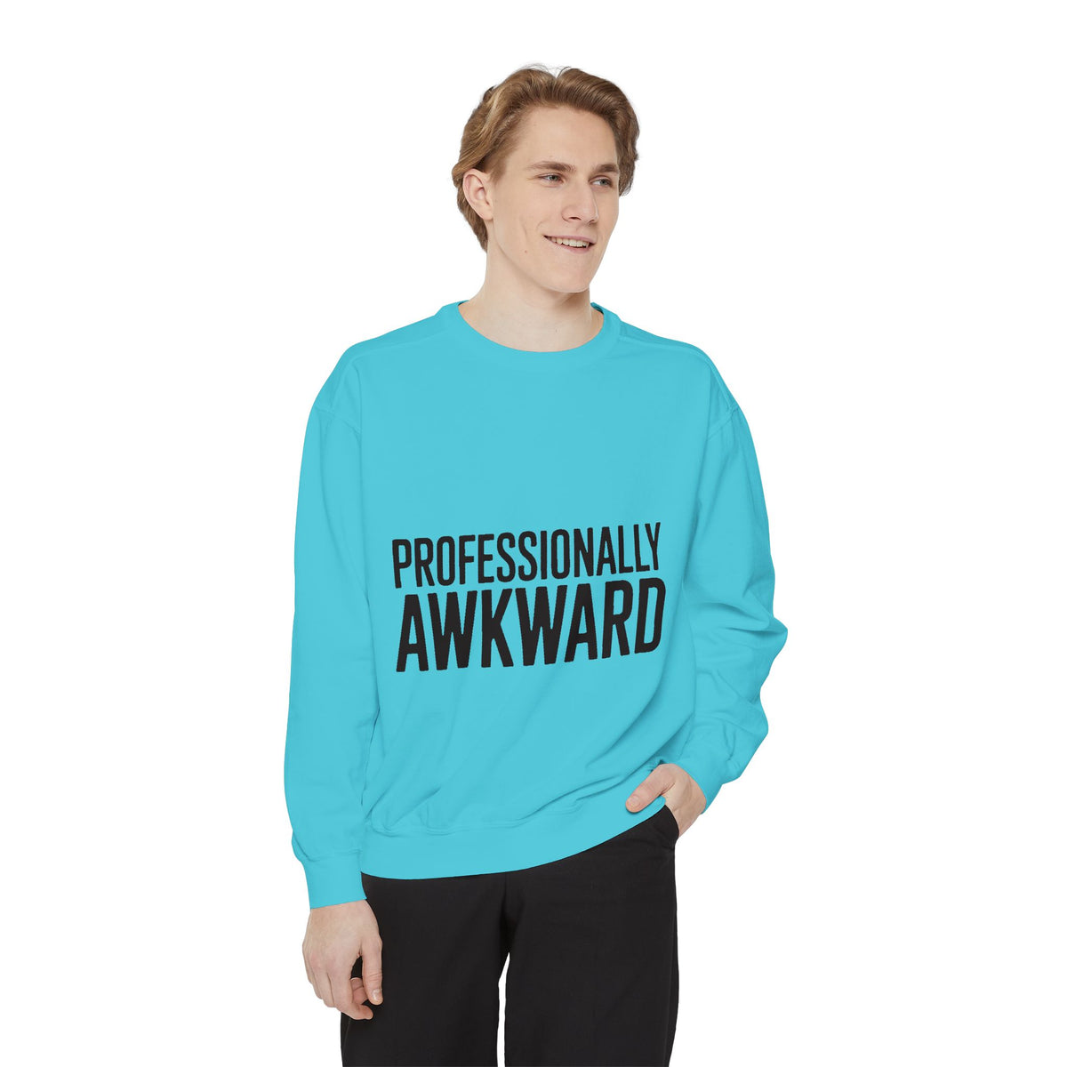 Professionally Awkward Sweatshirt, Funny Embroidered Crewneck, Minimalist Typography Sweatshirt, Sarcastic Coworker Gift
