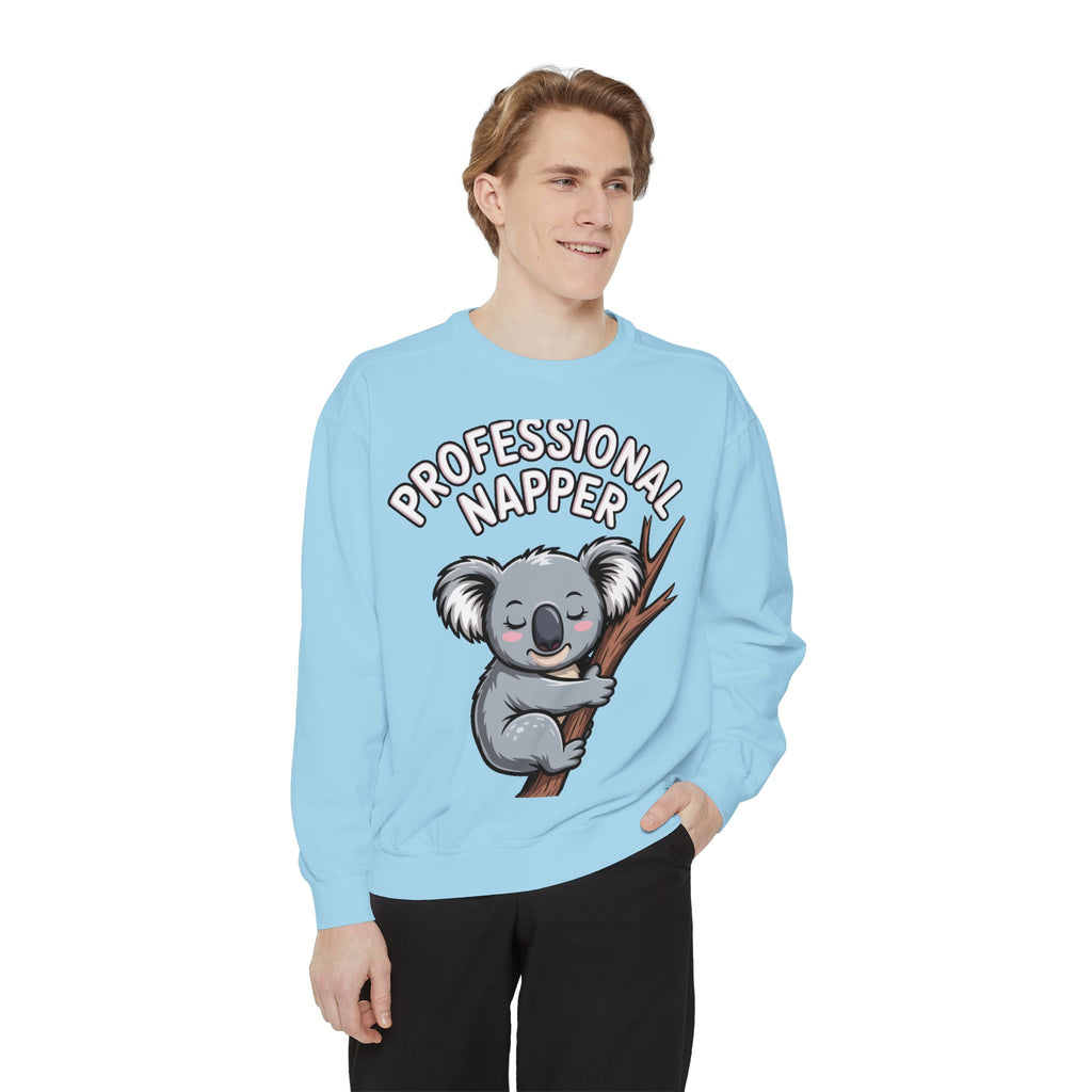 Professional Napper Koala Sweatshirt, Funny Koala Crewneck, Cute Nap Lover Gift, Cozy Animal Sweatshirt for Sleepy Souls