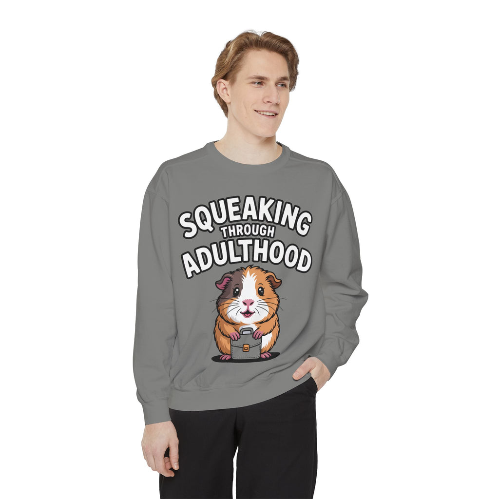 Guinea Pig Squeaking Through Adulthood Sweatshirt, Funny Guinea Pig Crewneck, Cute Adulting Sweatshirt, Guinea Pig Lover Gift