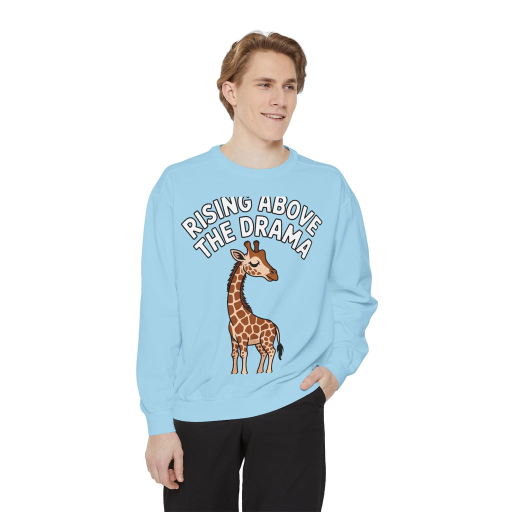 Rising Above The Drama Sweatshirt, Cute Giraffe Crewneck, Funny Sarcastic Quote Sweatshirt, Embroidered Style Giraffe Gift