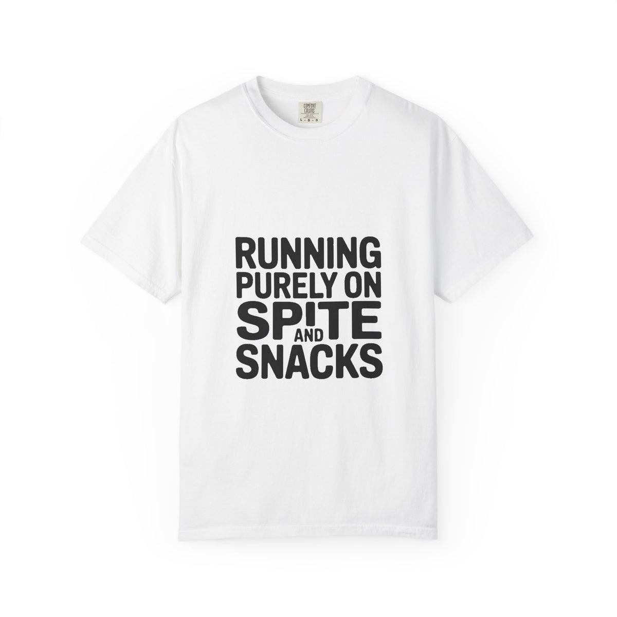 Running On Spite And Snacks Shirt, Funny Sarcastic T-Shirt, Bold Typography Tee, Snarky Gift for Coworker or Friend