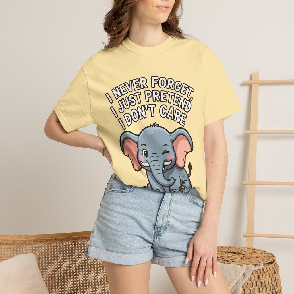 Funny Elephant Shirt, I Never Forget T-Shirt, Sarcastic Elephant Tee, Funny Animal Lover Gift, Witty Quote Shirt for Him or Her