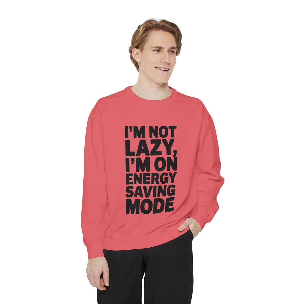 I'm Not Lazy I'm On Energy Saving Mode Sweatshirt, Funny Embroidered Crewneck, Sarcastic Quote Sweatshirt, Lazy Day Gift