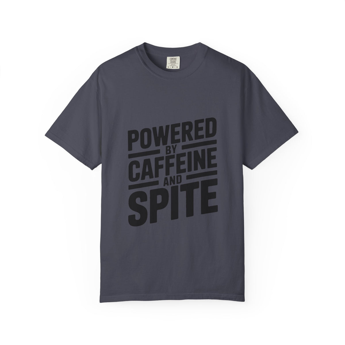 Powered By Caffeine And Spite Shirt, Funny Sarcastic Coffee T-Shirt, Bold Typography Tee, Sarcastic Gift for Coworker