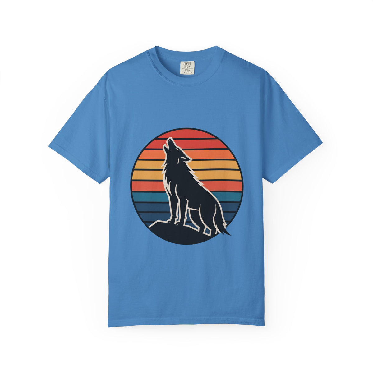Retro Sunset Wolf Badge T-Shirt