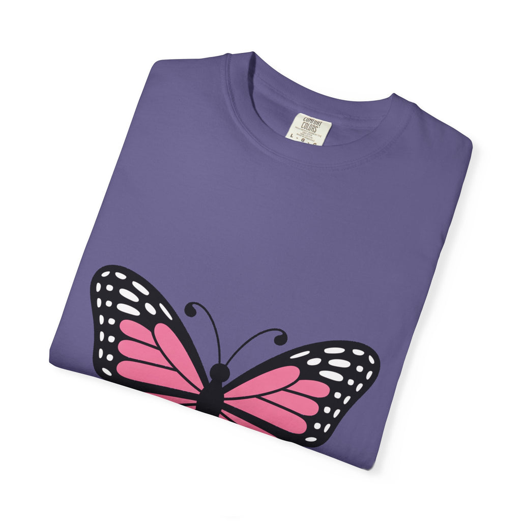 Butterfly T-Shirt, Cute Detailed Butterfly Graphic Tee, Nature Lover Gift, Embroidery-Style Butterfly Shirt, Garment-Dyed Unisex Tee