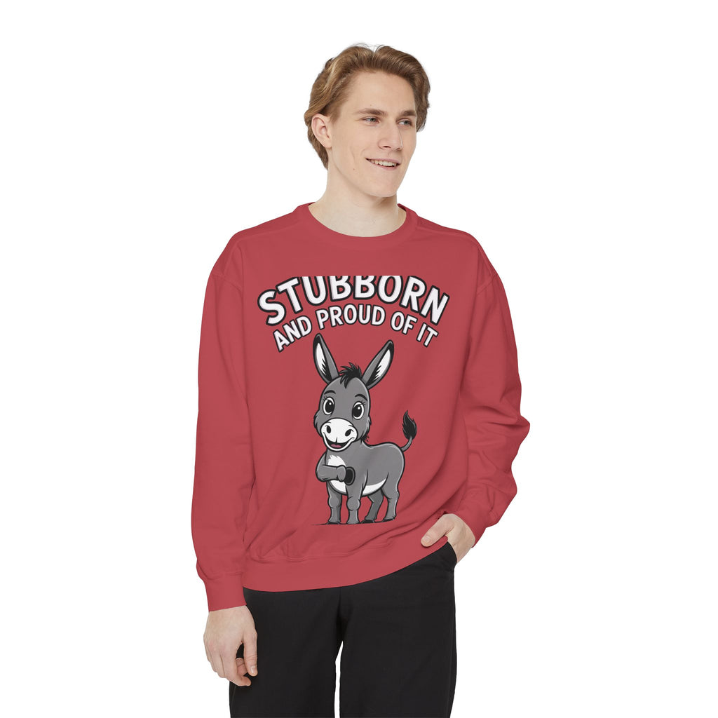 Stubborn Donkey Sweatshirt, Funny Donkey Crewneck, Stubborn And Proud Of It Shirt, Cute Farm Animal Gift, Embroidered Style Sweater