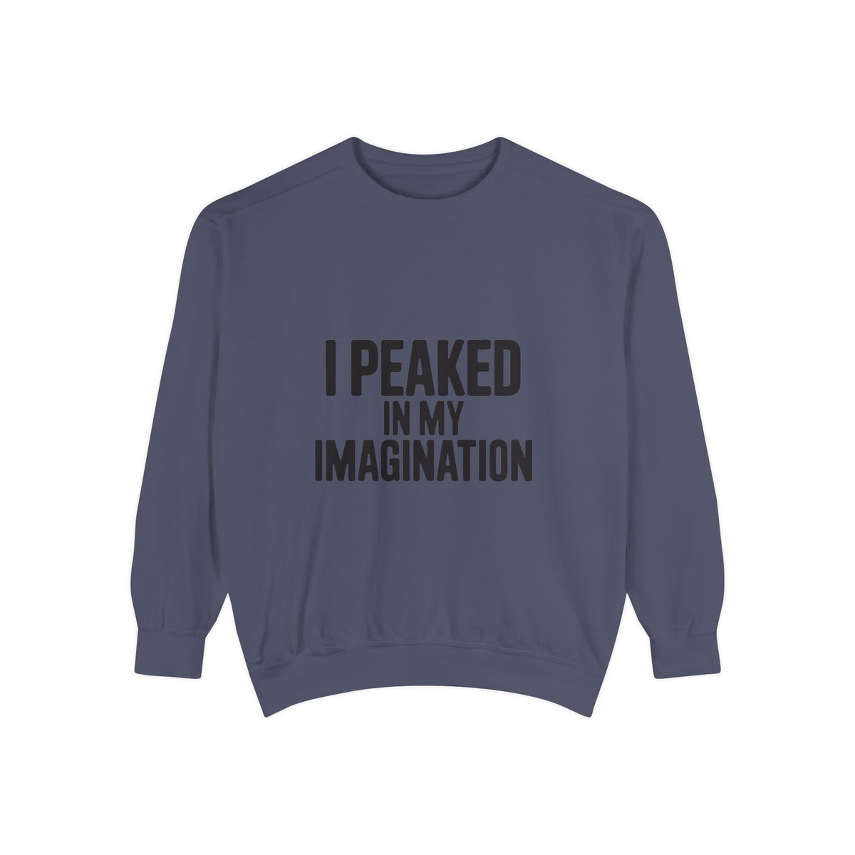 I Peaked In My Imagination Sweatshirt, Funny Sarcastic Crewneck, Bold Typography Embroidered Sweatshirt, Daydreamer Gift