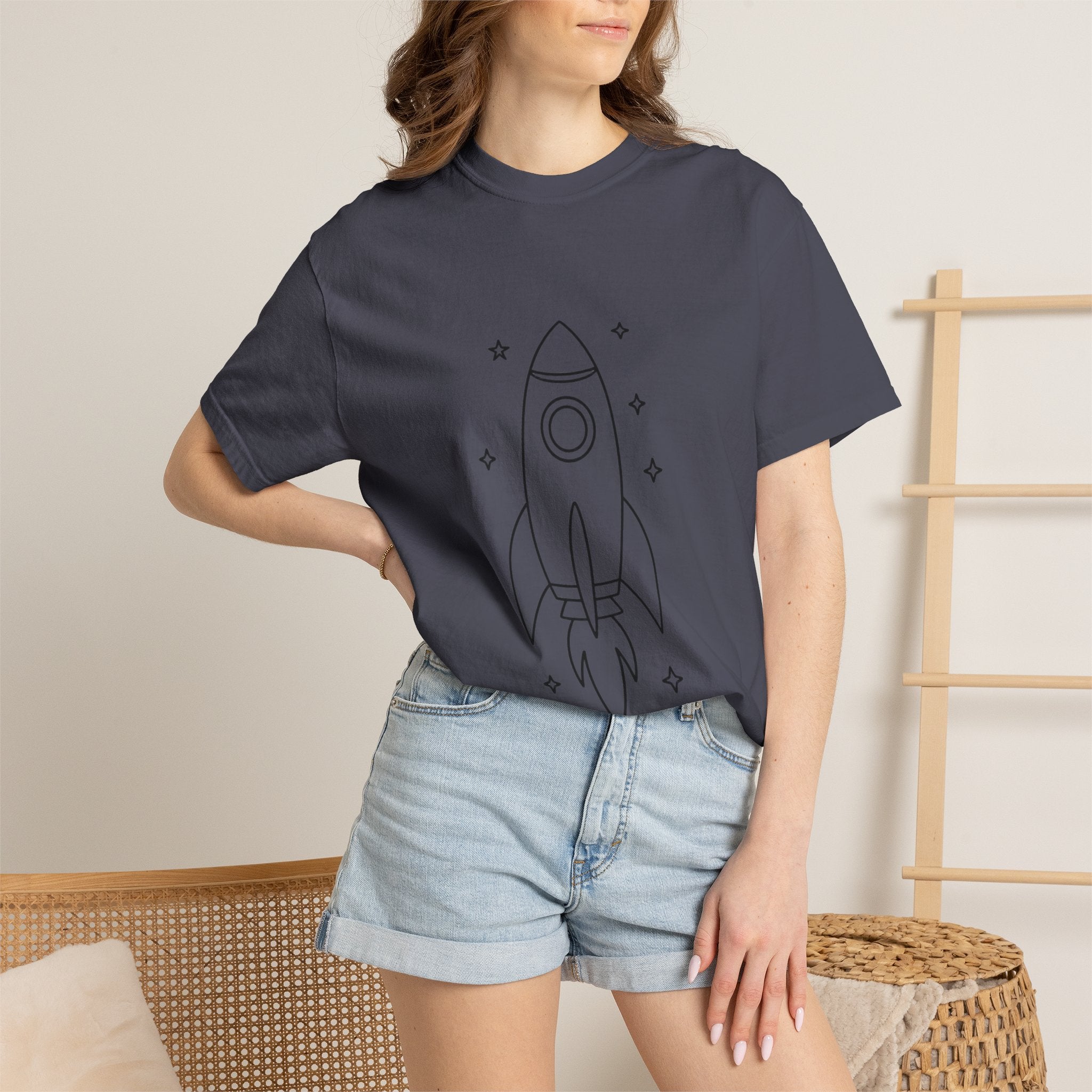 Rocket Ship Line Art Shirt, Minimalist Chase The Stars T-Shirt, Single Line Space Tee, Cute Rocket Tattoo Style Shirt Gift