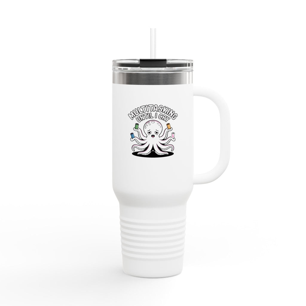 Multitasking Octopus Travel Mug, Funny Stressed Octopus Tumbler, 40oz Insulated Mug With Straw, Busy Mom Gift, Funny Coworker Gift