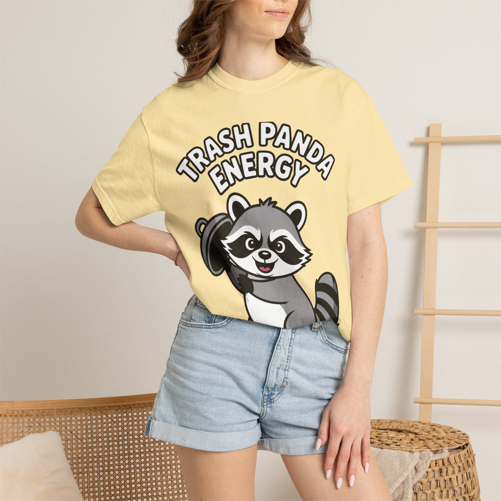 Trash Panda Energy T-Shirt, Funny Raccoon Shirt, Cute Raccoon Graphic Tee, Trash Panda Lover Gift, Unisex Garment Dyed Tee