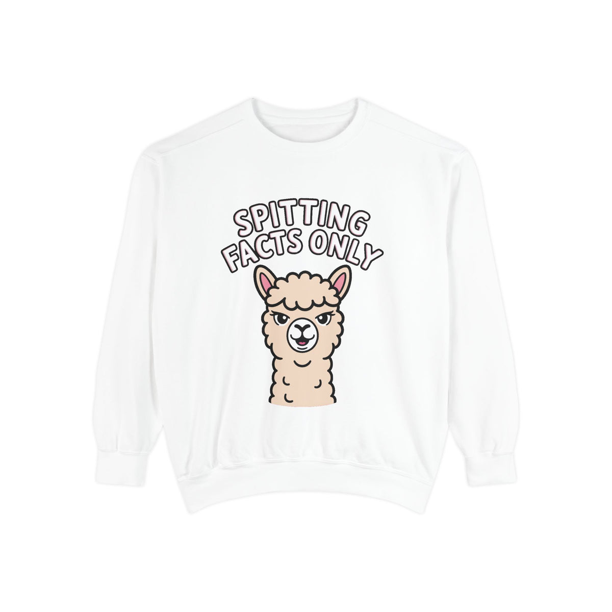 Alpaca Spitting Facts Sweatshirt, Funny Sassy Alpaca Crewneck, Cute Embroidered-Style Animal Sweatshirt, Alpaca Lover Gift