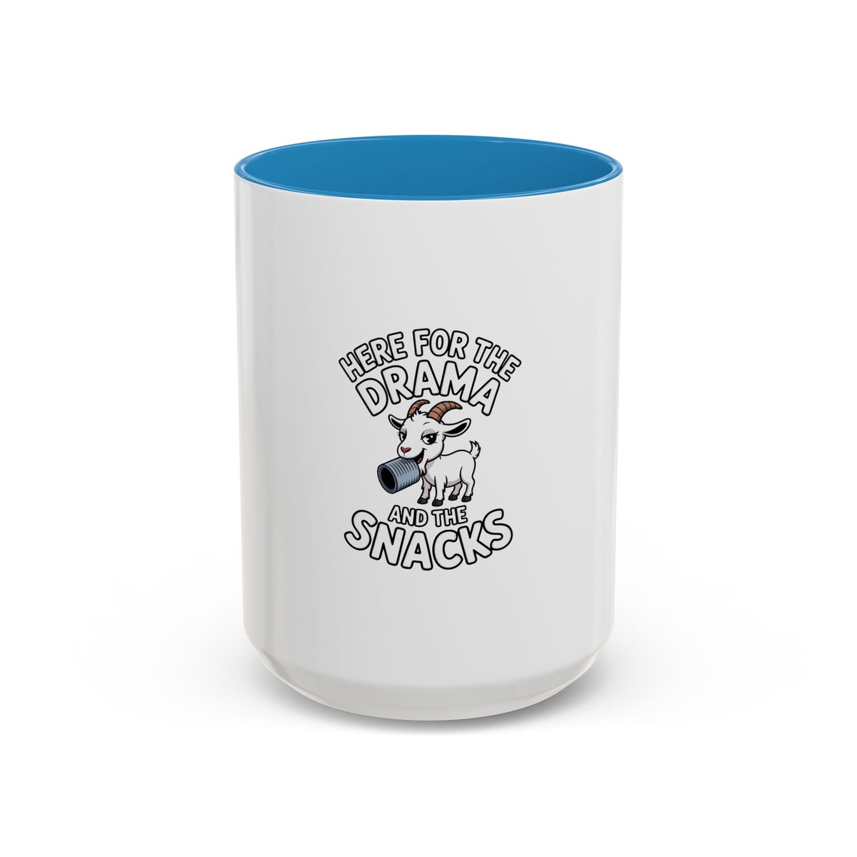 Funny Goat Mug, Here For The Drama And The Snacks Coffee Mug, Cute Goat Lover Gift, Sarcastic Farm Animal Mug, Funny Coffee Cup