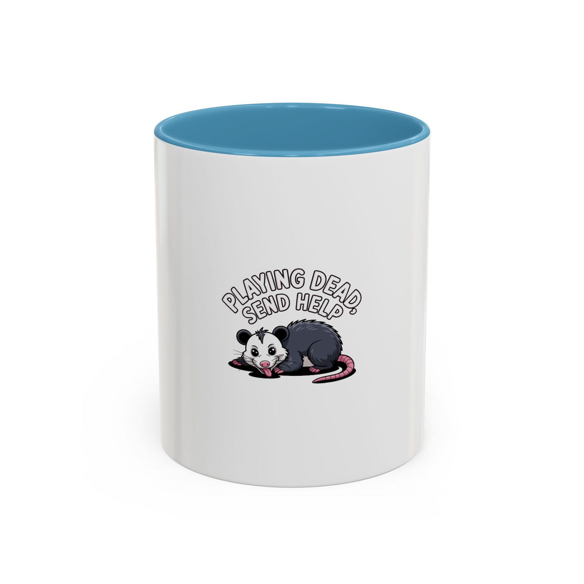 Funny Opossum Mug, Playing Dead Send Help Coffee Mug, Cute Cartoon Possum Gift, Sarcastic Animal Lover Mug