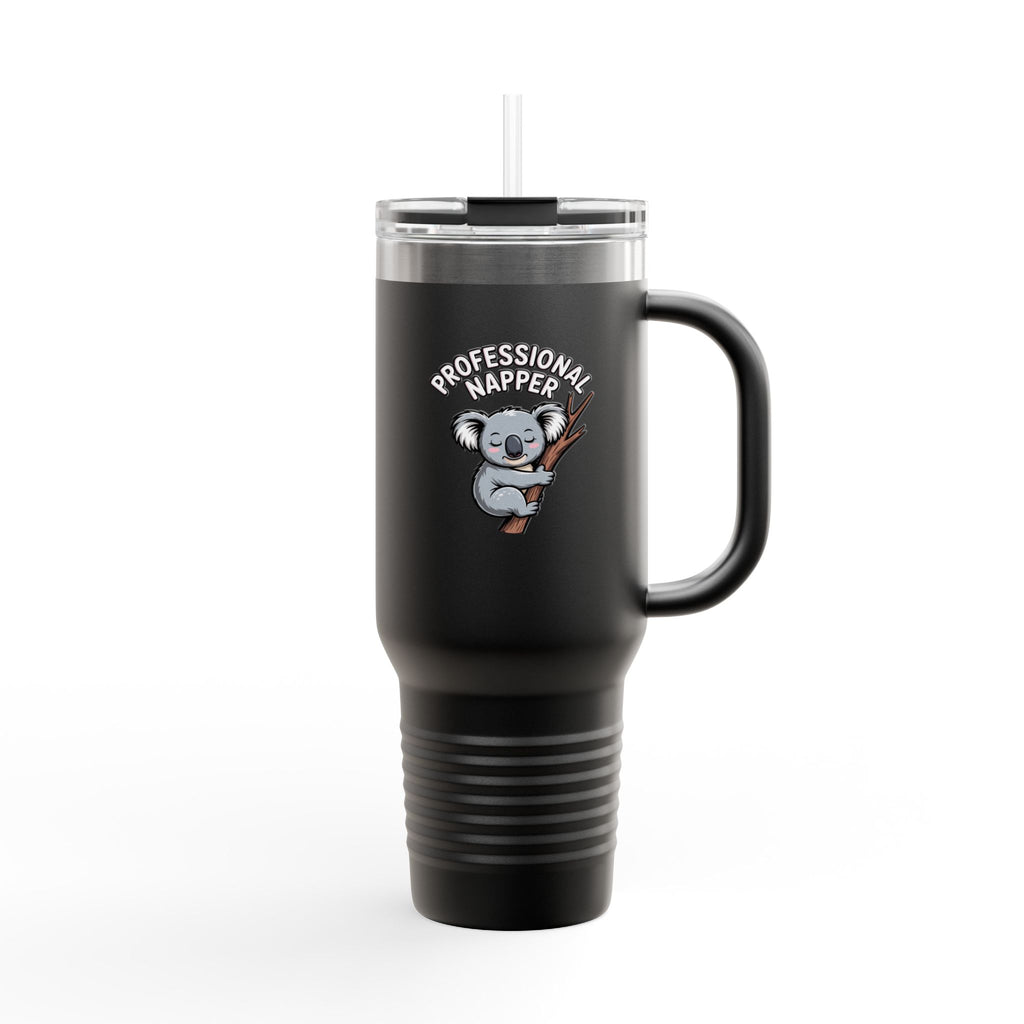 Professional Napper Koala 40oz Tumbler, Funny Koala Travel Mug, Cute Sleepy Koala Gift, Nap Lover Insulated Cup With Handle