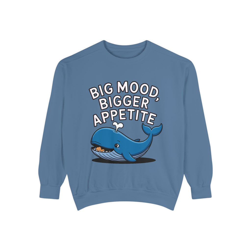 Big Mood Whale Sweatshirt, Funny Whale Snack Crewneck, Cute Cartoon Whale Lover Gift, Big Appetite Sweatshirt
