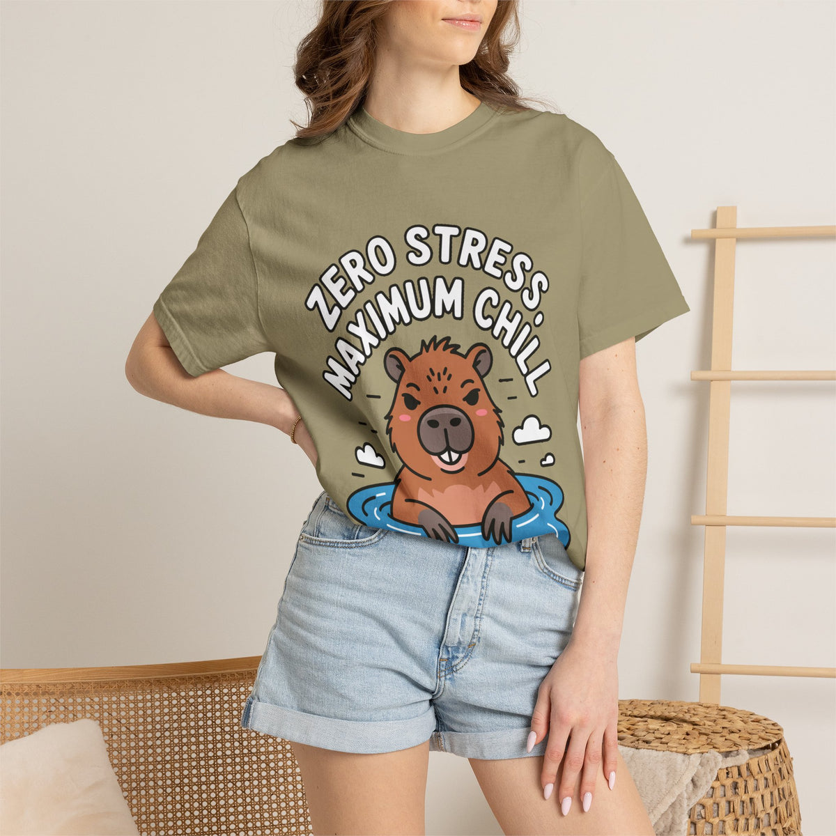Zero Stress Capybara Shirt, Funny Hot Spring Capybara T-Shirt, Maximum Chill Tee, Cute Animal Lover Gift