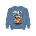 Toasty And Proud Sweatshirt, Funny Toast Bread Crewneck, Cute Beach Chair Toast Embroidered Sweatshirt, Funny Food Lover Gift