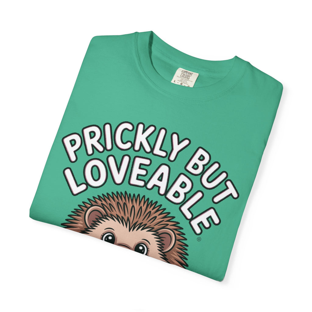Prickly But Loveable Hedgehog Shirt, Cute Cartoon Hedgehog T-Shirt, Funny Animal Lover Gift, Flower Hedgehog Tee