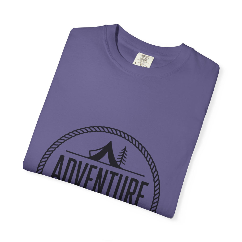 Adventure Awaits Camp Badge Shirt, Vintage Camping T-Shirt, Outdoor Lover Gift, Retro Hiking Tee, Pine Tree Nature Shirt
