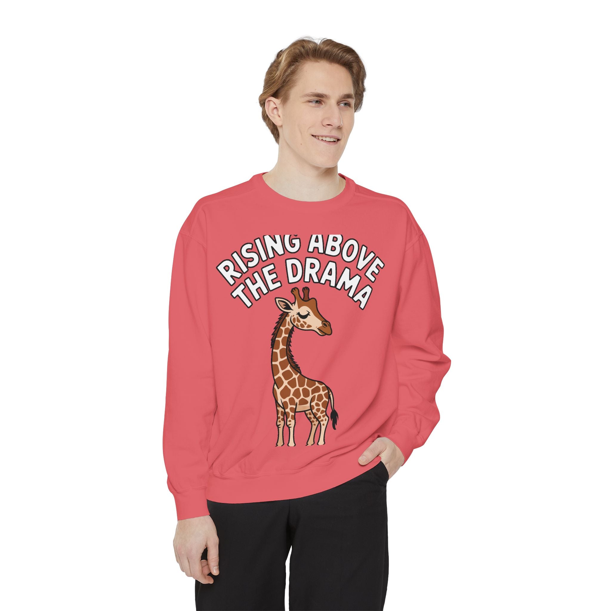 Rising Above The Drama Sweatshirt, Cute Giraffe Crewneck, Funny Sarcastic Quote Sweatshirt, Embroidered Style Giraffe Gift