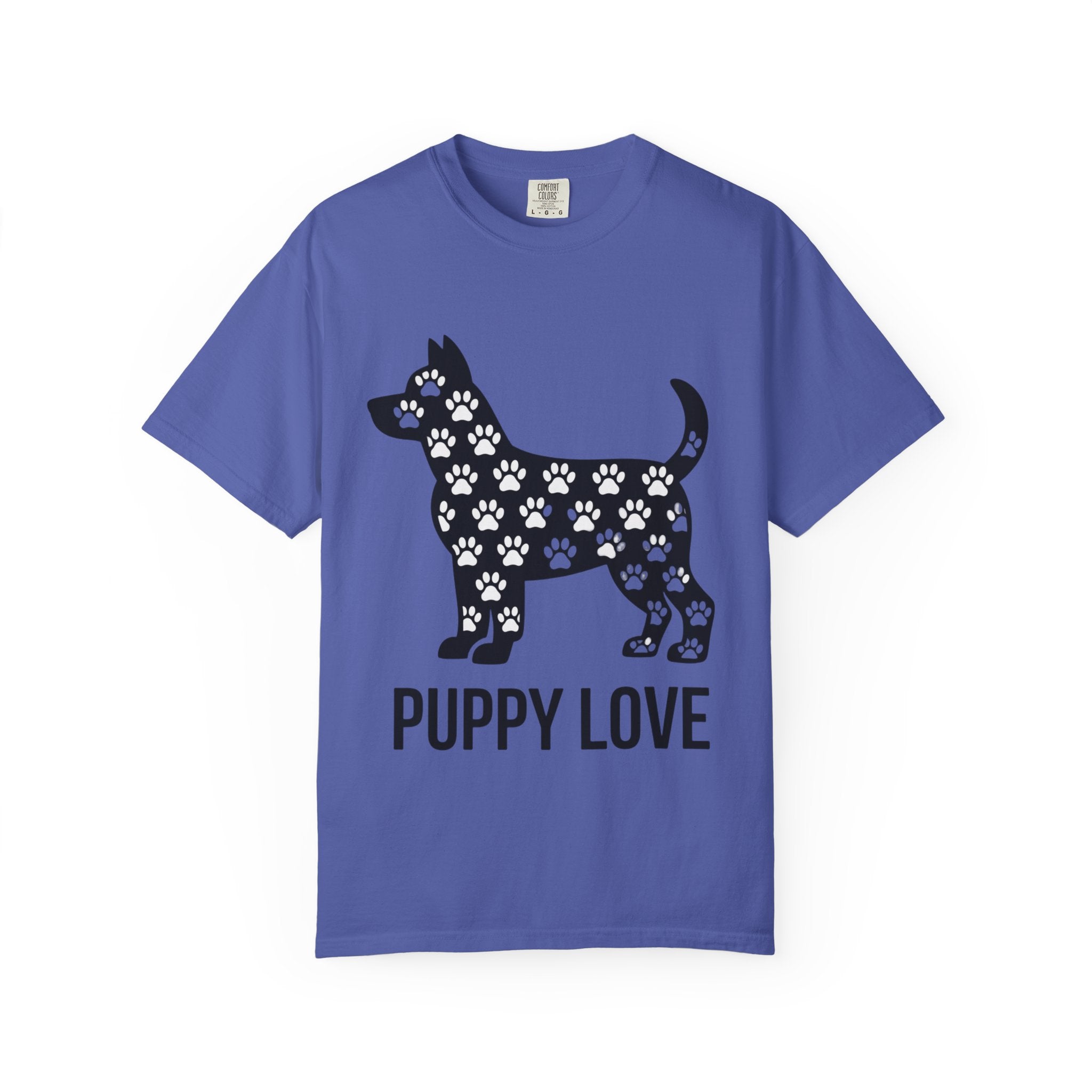 Puppy Love Dog Shirt, Cute Dog Silhouette T-Shirt, Paw Print Pattern Tee, Dog Lover Gift, Minimalist Dog Mom Shirt