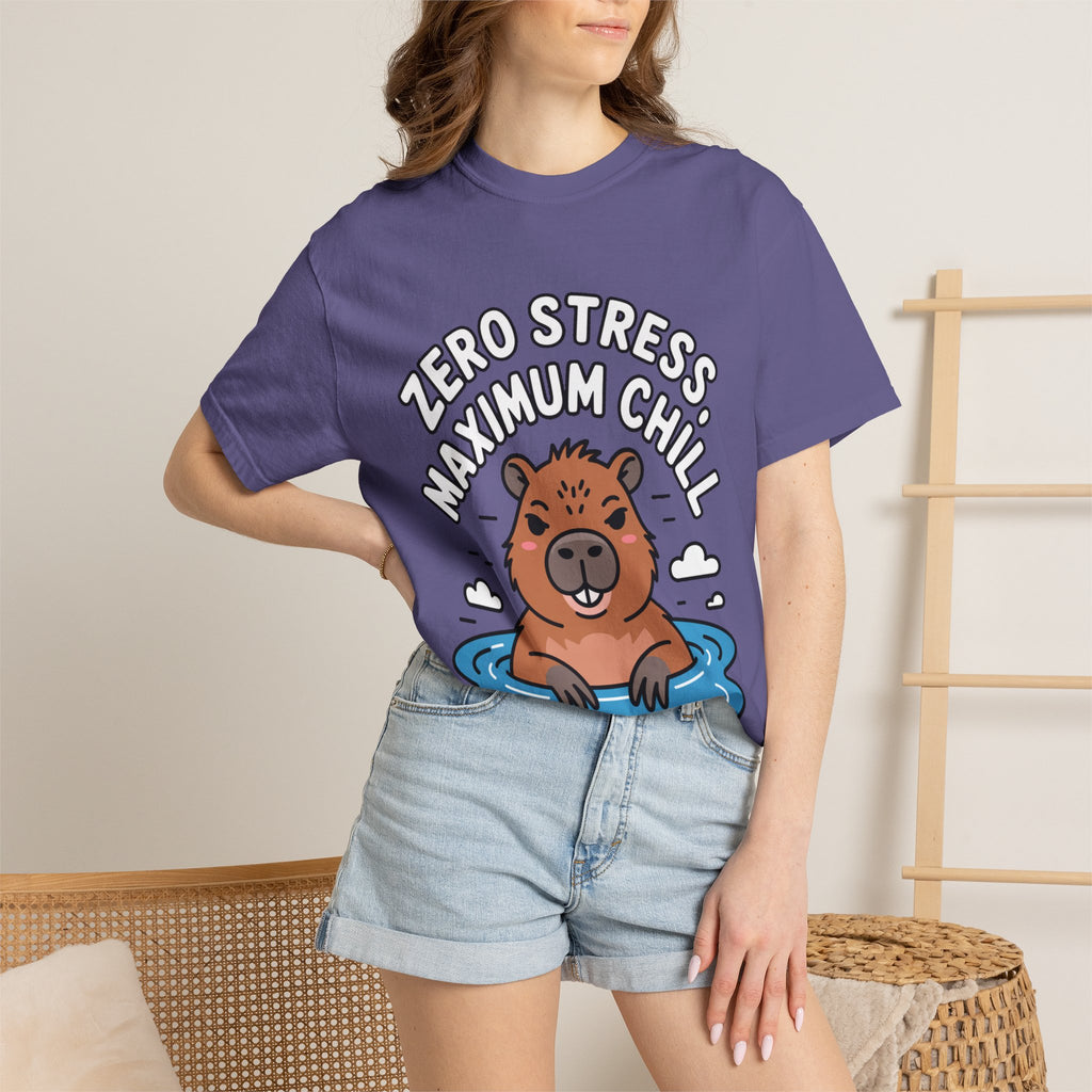 Zero Stress Capybara Shirt, Funny Hot Spring Capybara T-Shirt, Maximum Chill Tee, Cute Animal Lover Gift