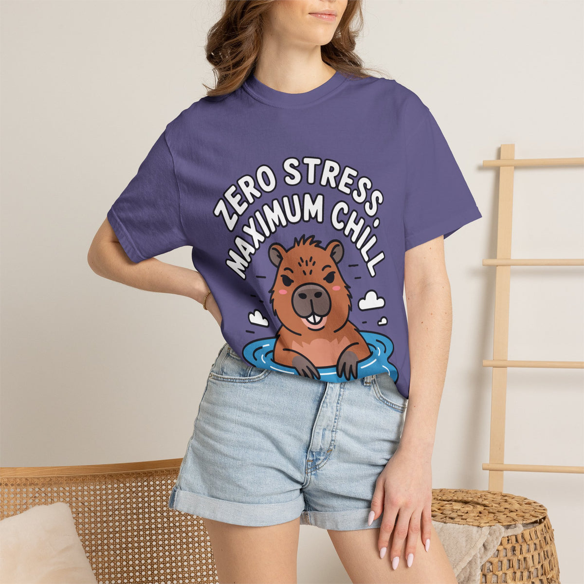 Zero Stress Capybara Shirt, Funny Hot Spring Capybara T-Shirt, Maximum Chill Tee, Cute Animal Lover Gift