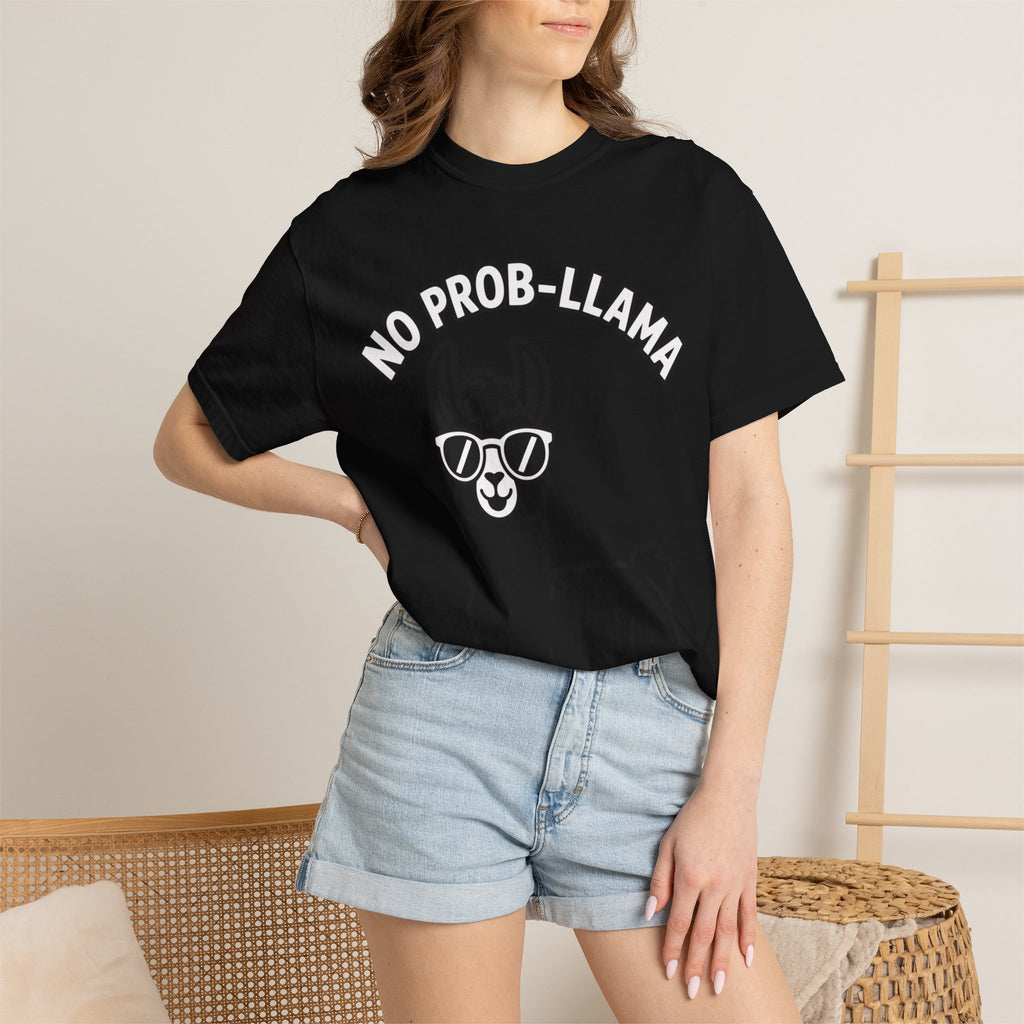 No Prob Llama Shirt, Funny Llama T-Shirt, Cute Llama Sunglasses Tee, Llama Lover Gift, Garment Dyed Unisex Shirt