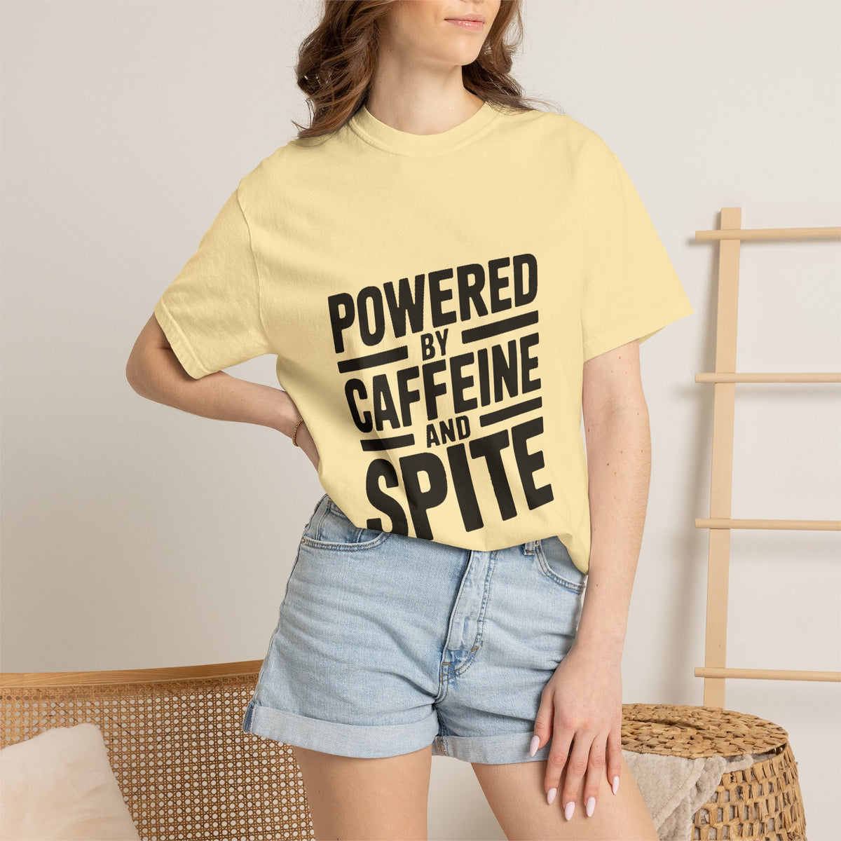 Powered By Caffeine And Spite Shirt, Funny Sarcastic Coffee T-Shirt, Bold Typography Tee, Sarcastic Gift for Coworker
