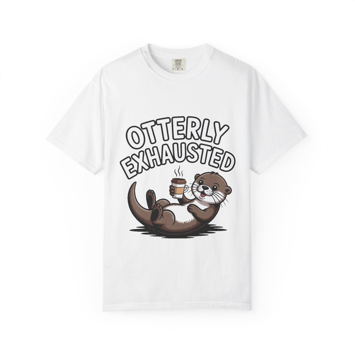 Otterly Exhausted Shirt, Funny Otter Coffee T-Shirt, Cute Otter Lover Gift, Sarcastic Coffee Lover Tee