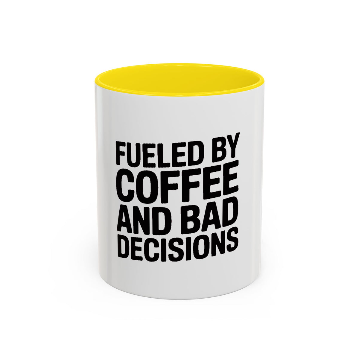 Fueled By Coffee And Bad Decisions Mug, Funny Sarcastic Coffee Cup, Bold Typography Mug, Coworker Gift, Sarcastic Coffee Lover Gift