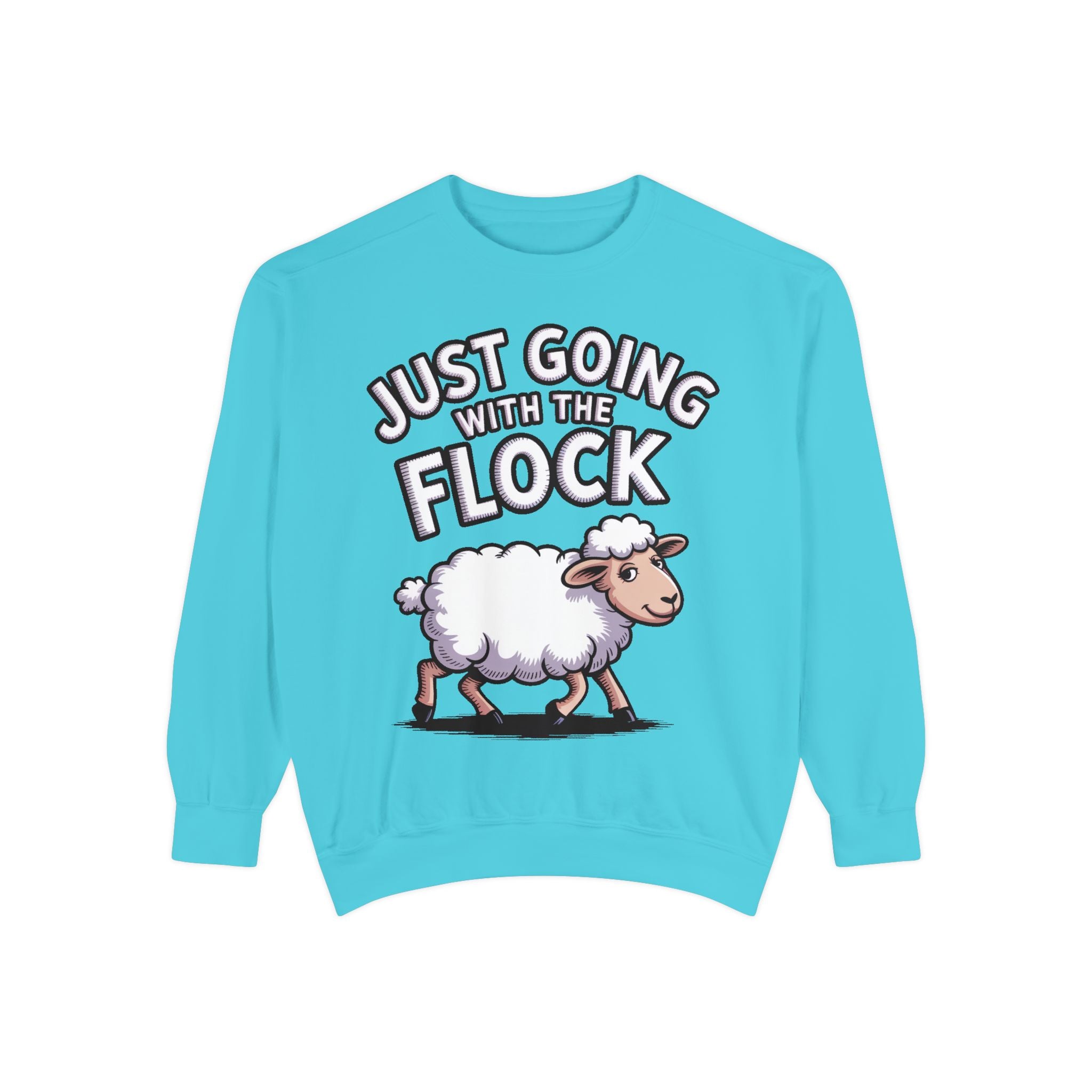 Funny Sheep Sweatshirt, Going With The Flock Crewneck, Cute Cartoon Sheep Embroidered Sweatshirt, Sarcastic Gift for Introvert