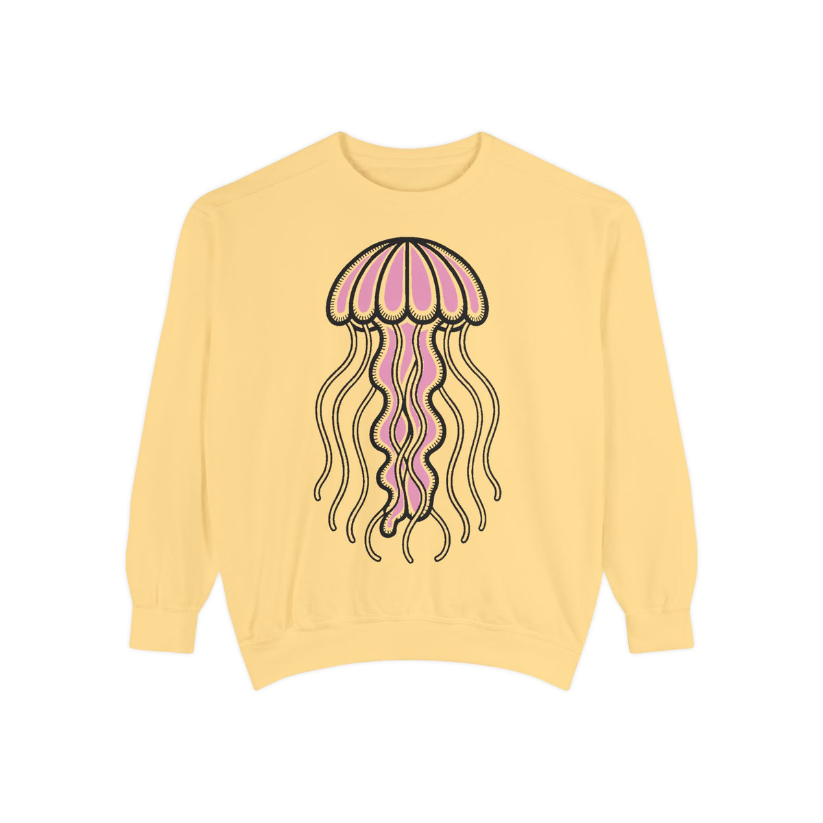Cute Jellyfish Sweatshirt, Glowing Jellyfish Embroidered Crewneck, Ocean Lover Gift, Cottagecore Sea Animal Sweatshirt