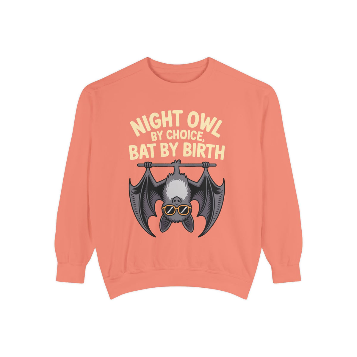Night Owl By Choice Bat Sweatshirt, Funny Bat Lover Crewneck, Cute Halloween Sweatshirt, Embroidered Patch Style Bat Shirt Gift