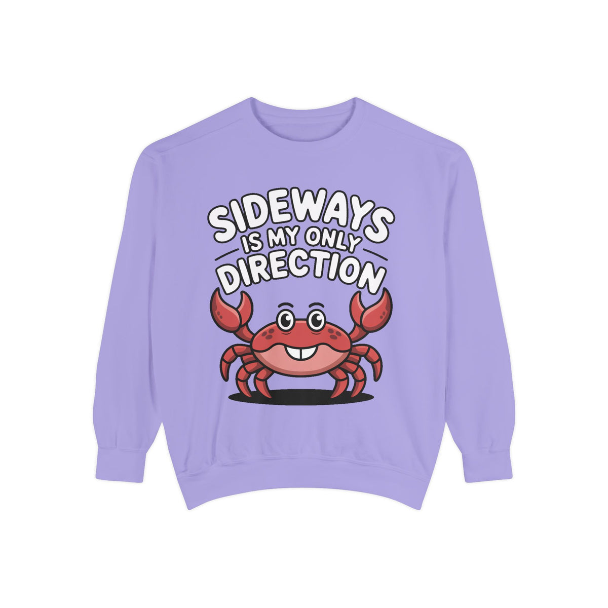 Funny Crab Sweatshirt, Sideways Is My Only Direction Crewneck, Cute Crab Lover Gift, Embroidered Patch Style Beach Sweatshirt