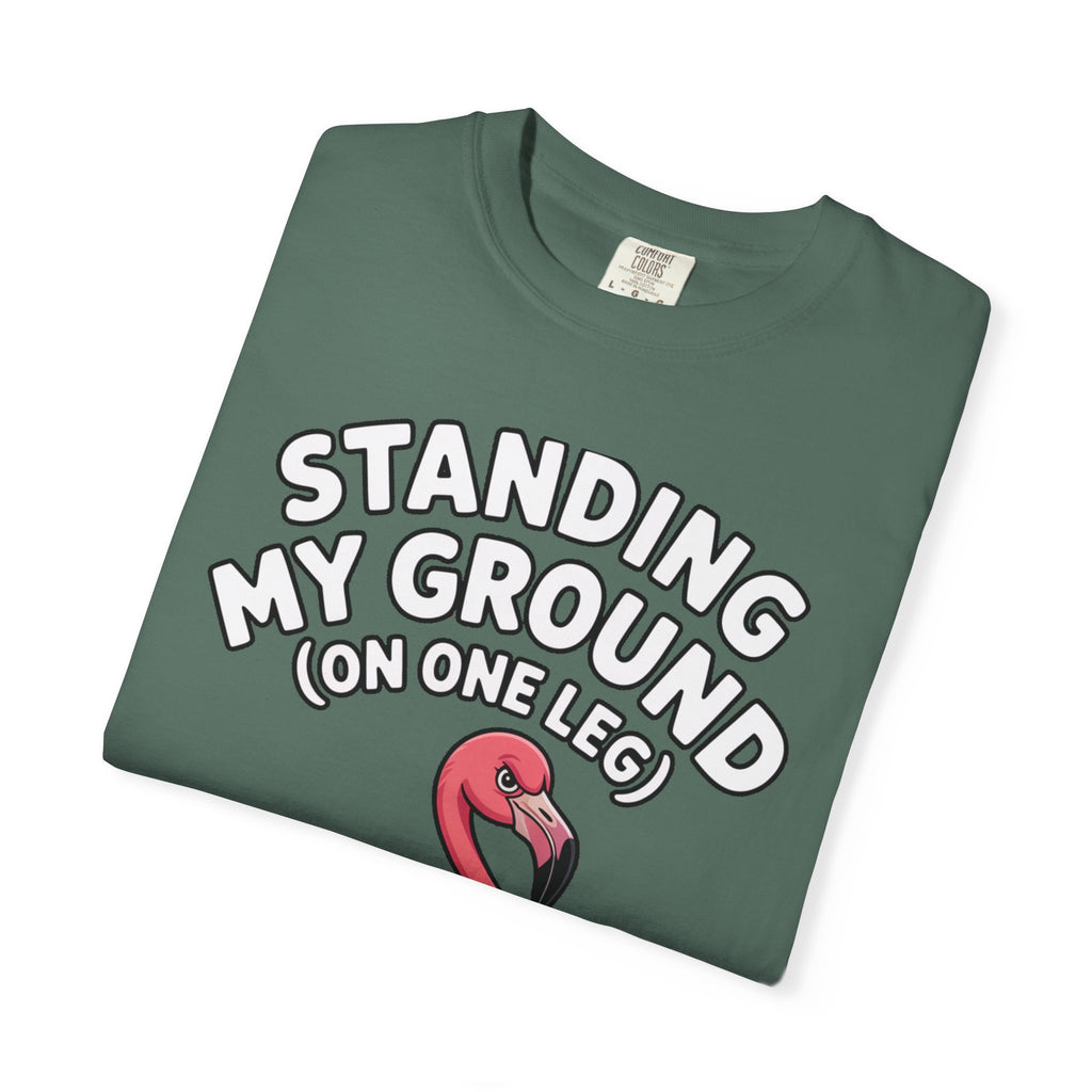 Standing My Ground Flamingo Shirt, Funny One Leg Flamingo T-Shirt, Sassy Bird Lover Gift, Cute Cartoon Flamingo Tee