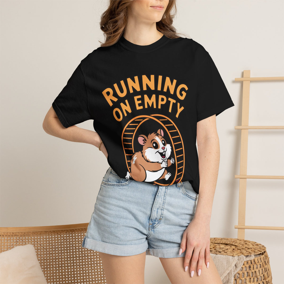 Running On Empty Hamster Shirt, Funny Tired Hamster T-Shirt, Exhausted Wheel Runner Tee, Funny Gift for Tired Friend