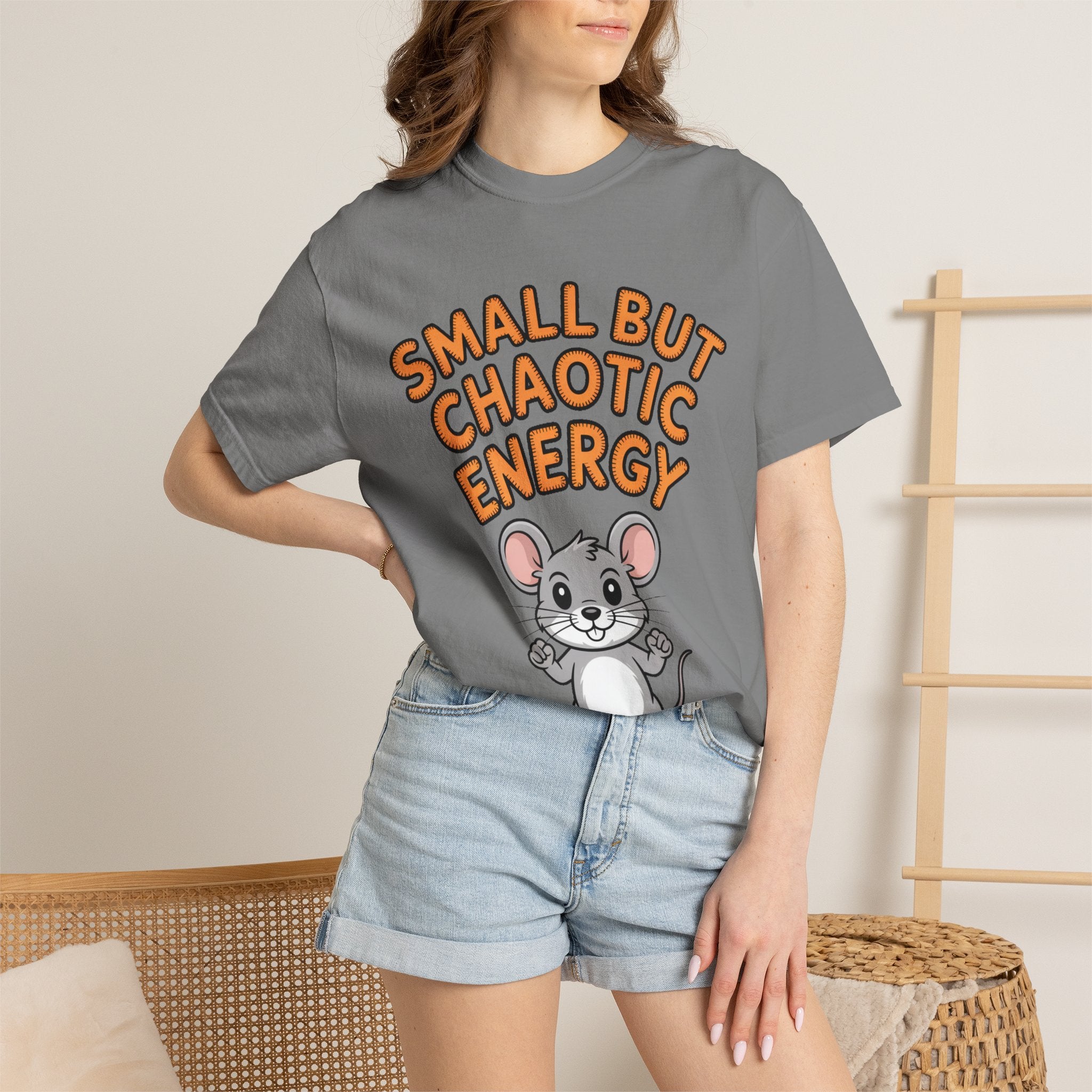 Small But Chaotic Energy Mouse Shirt, Funny Mouse T-Shirt, Cute Cartoon Animal Tee, Sarcastic Gift for Her