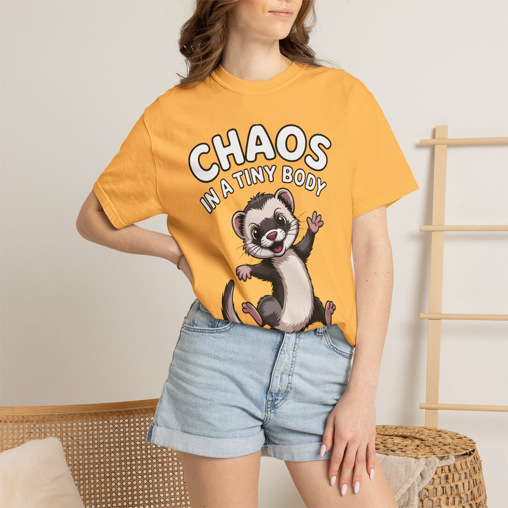 Funny Ferret Shirt, Chaos In A Tiny Body T-Shirt, Cute Ferret Lover Gift, Funny Pet Owner Tee, Ferret Mom Dad Shirt