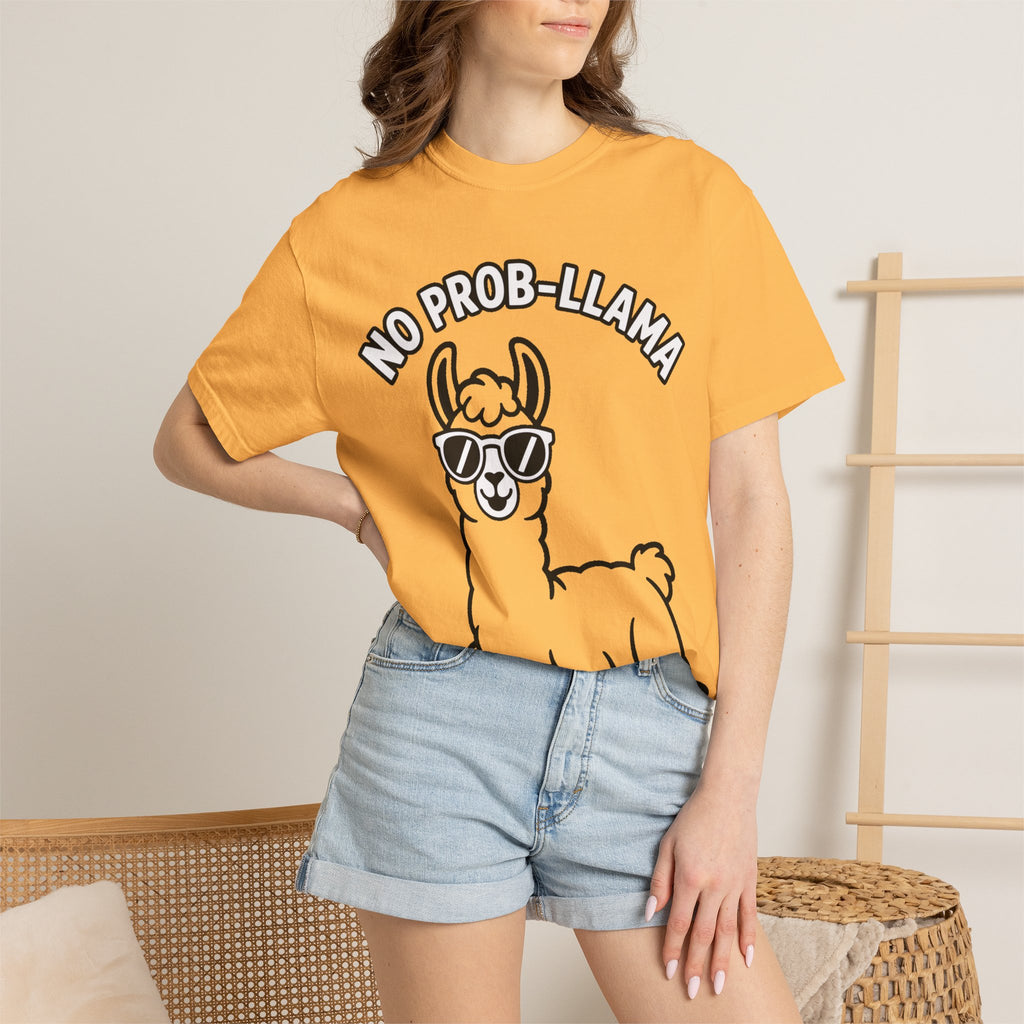 No Prob Llama Shirt, Funny Llama T-Shirt, Cute Llama Sunglasses Tee, Llama Lover Gift, Garment Dyed Unisex Shirt