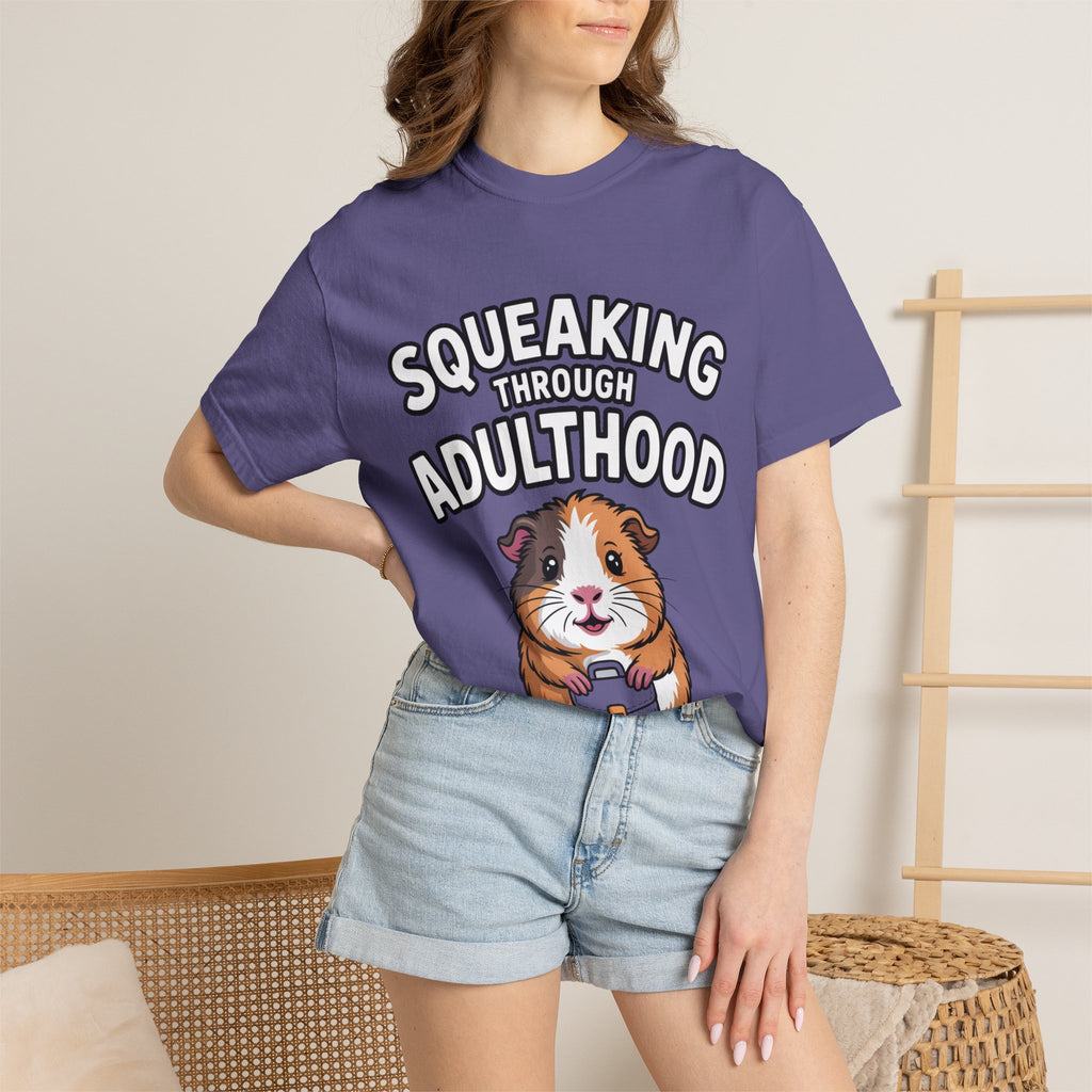 Guinea Pig Squeaking Through Adulthood Shirt, Funny Guinea Pig T-Shirt, Adulting Humor Tee, Cute Guinea Pig Lover Gift