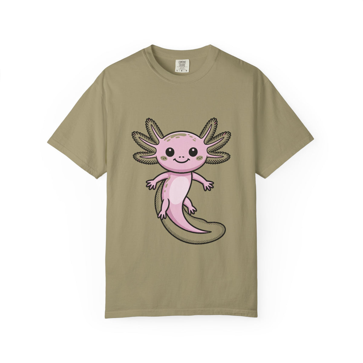 Cute Axolotl Shirt, Smiling Axolotl T-Shirt, Kawaii Axolotl Lover Gift, Garment Dyed Unisex Tee