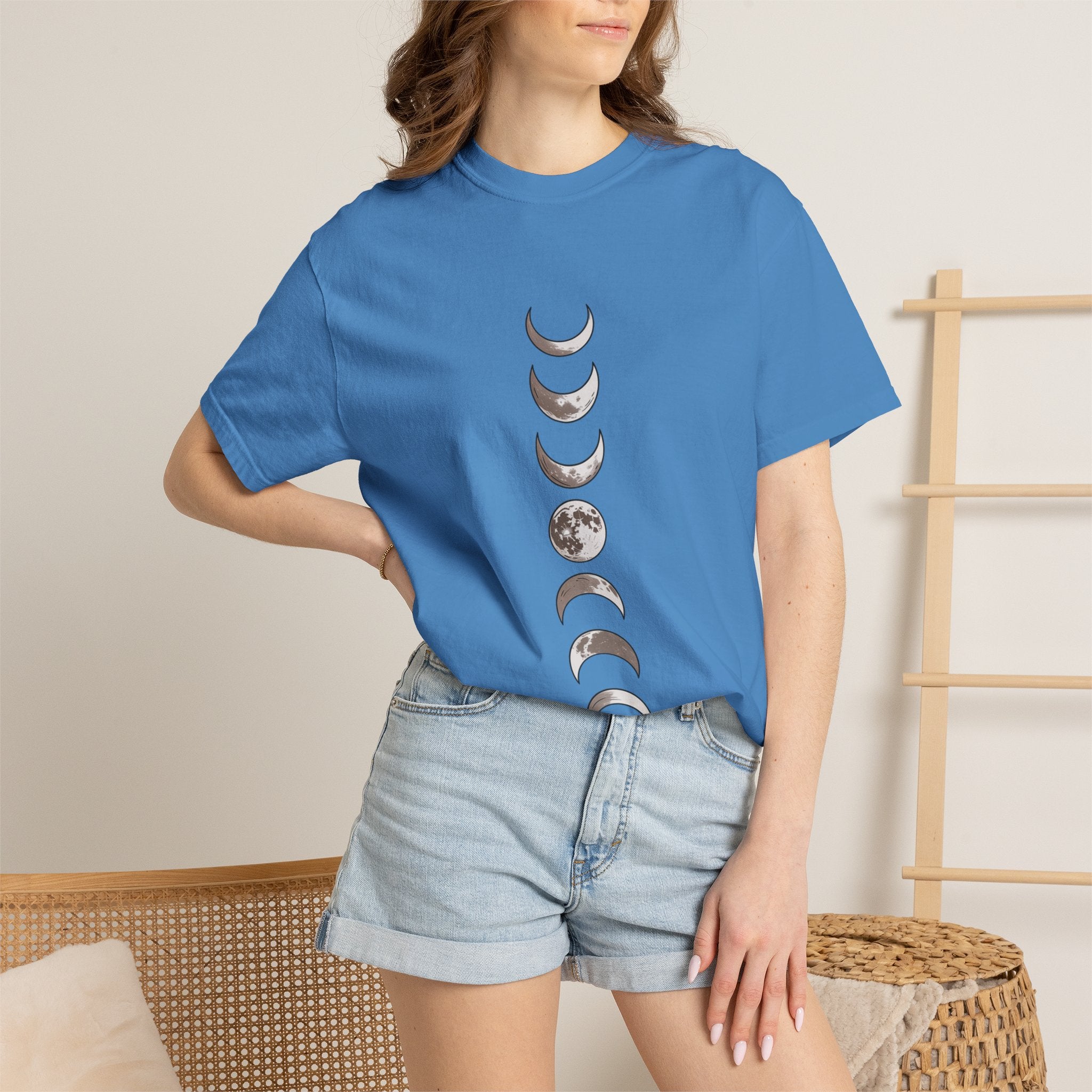 Moon Phases Boho Shirt, Minimalist Line Art Moon T-Shirt, Celestial Boho Tee, Hand Drawn Moon Cycle Shirt Gift