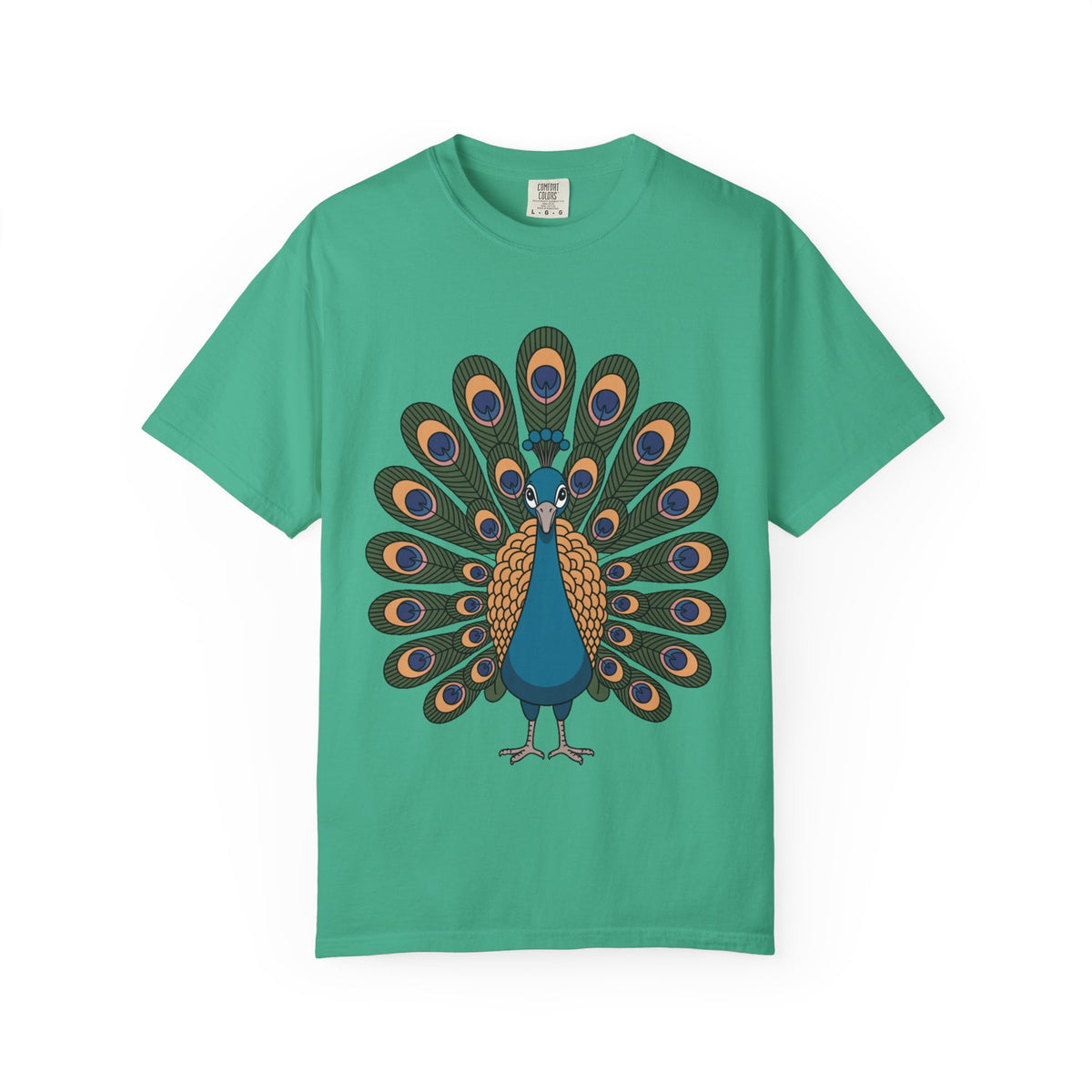 Cute Peacock T-Shirt, Fanned Feathers Bird Lover Gift Tee, Cartoon Peacock Graphic Shirt for Nature Lovers