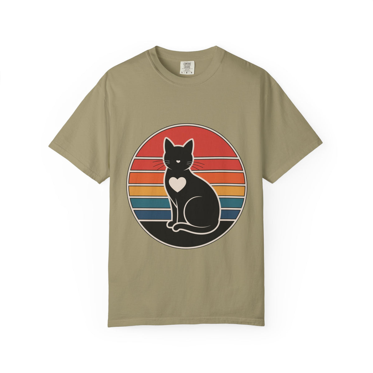 Cat Mom Sunset Badge Shirt, Retro Vintage Cat Lover T-Shirt, Minimalist Circular Badge Tee, Cute Cat Mom Gift