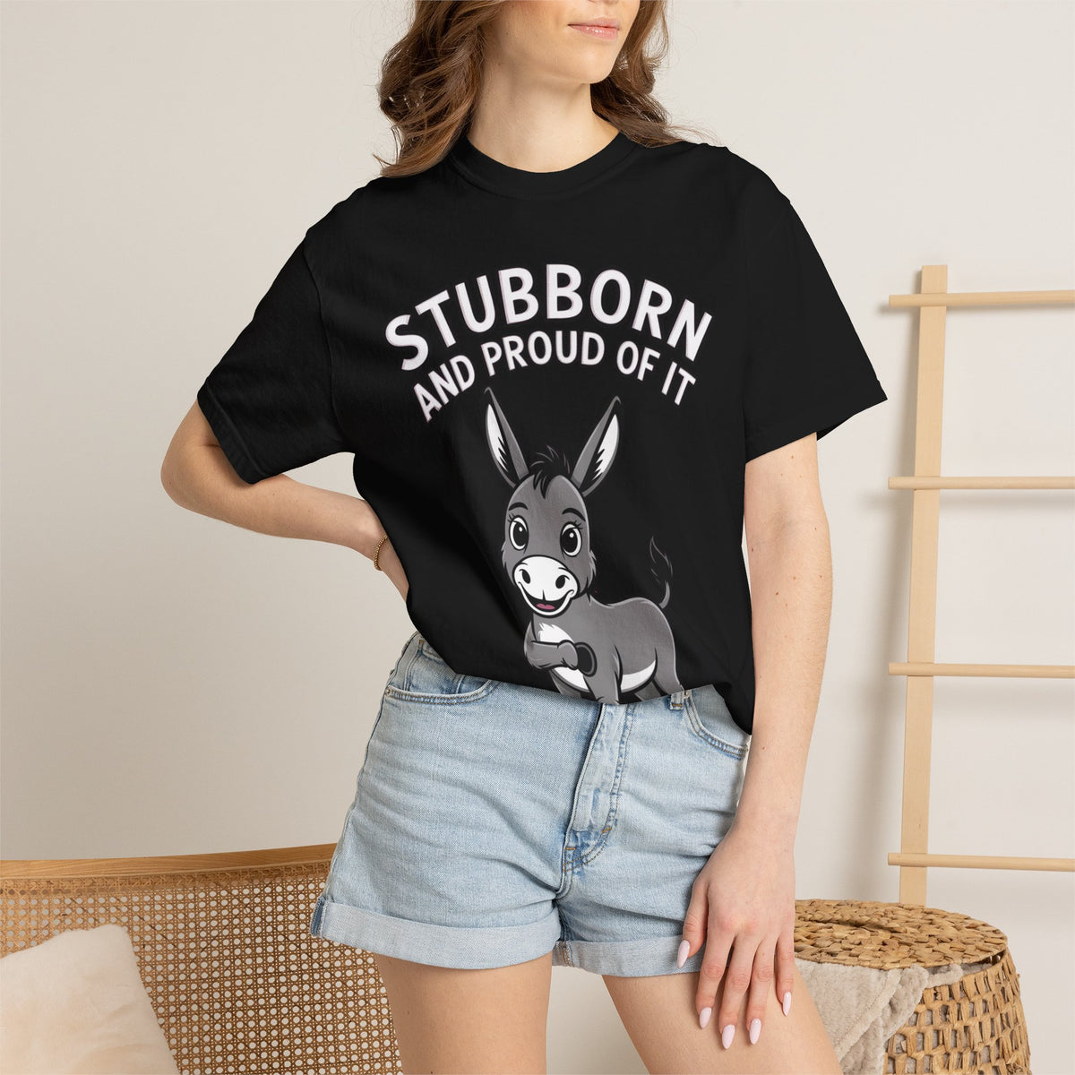 Stubborn Donkey T-Shirt, Funny 'Stubborn And Proud Of It' Tee, Cute Cartoon Donkey Shirt, Farm Animal Lover Gift