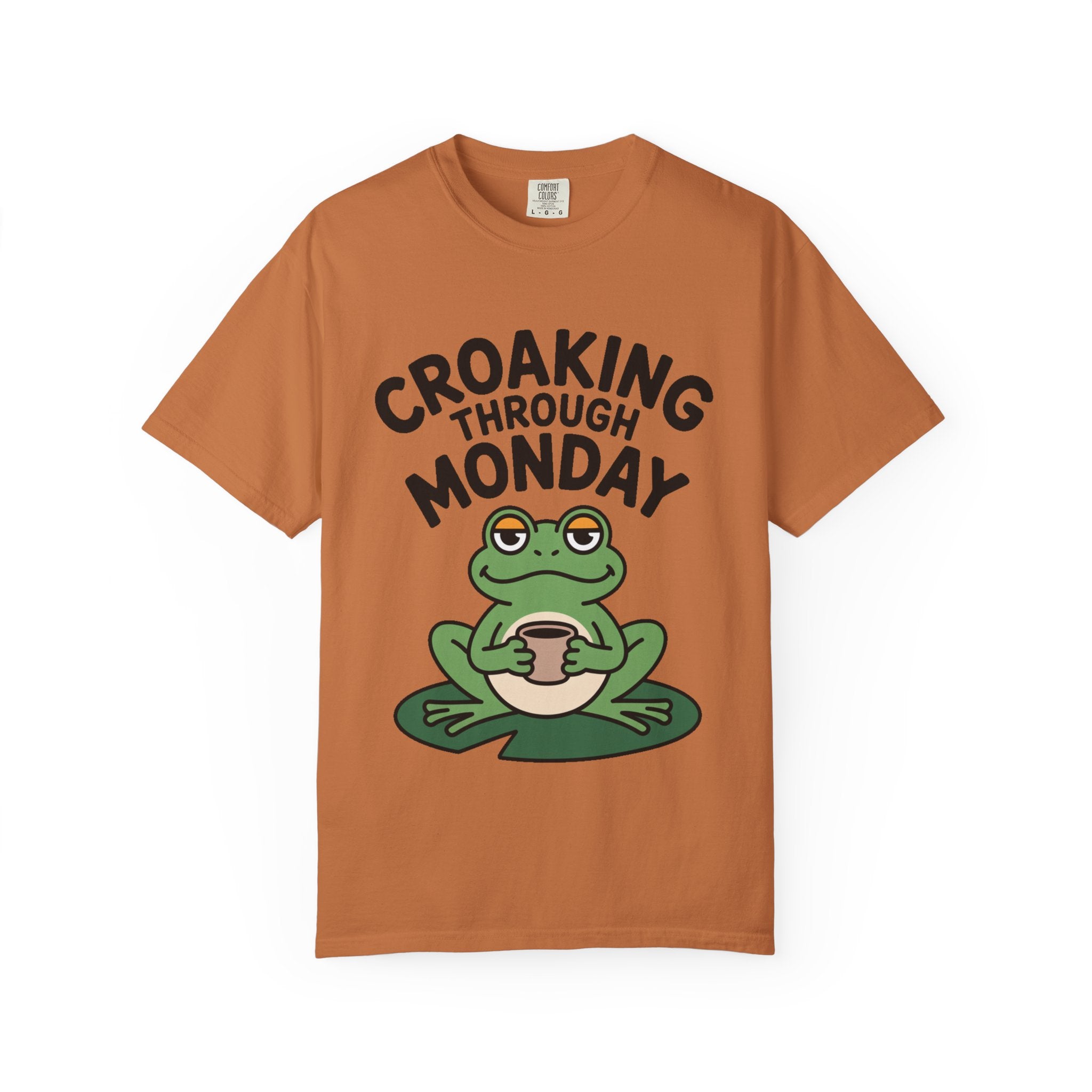 Croaking Through Monday Shirt, Funny Frog Coffee T-Shirt, Cute Frog Lover Gift, Monday Mood Tee, Sarcastic Frog Shirt